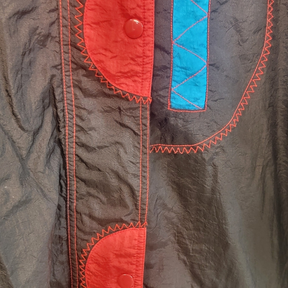 Vintage Lavon By Cheerful Group 80s Retro Groovy Nylon Jacket‎ Size Large - Picture 12 of 14